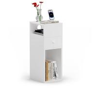 vounot® Table de Chevet Étroite 25x30x66cm Chevet de Lit avec 2 Compartiments Ouverts et 1 Tiroir Table de Nuit Moderne pour Chambre à Coucher et Salon Blanc