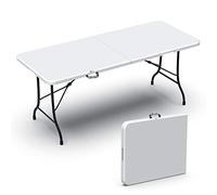 vounot® Table Pliante de Pique Nique 180x75x72cm HDPE 8 Places Rectangulaire Fonction Valise Portable Table Pliable Convient pour la Terrasse, Le Caming, la Plage Blanche