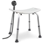 VOUNOT® Tabouret de Douche Hauteur Réglable 38 à 52 cm Siège de Douche Ergonomique avec Pieds Antidérapants pour Personnes Âgées Chaise de Bain Charge Max. 136kg Blanc