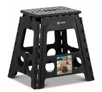VOUNOT® Tabouret Pliant Portable Marchepied Pliable Antidérapant avec Poignée Tabouret Escabeau Compact pour Cuisine Salle de Bain Jardin Camping 39 x 32 x 40 cm Noir