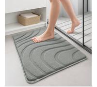 vounot® Tapis de Bain Antidérapant Très Doux et Absorbant en Microfibre à Motif Ondulé Lavable Machine Séchage Rapide pour Salle de Bain Douche Baignoire 60x90cm Gris
