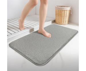 vounot® Tapis de Bain Antidérapant Ultra Doux et Absorbant en Microfibre Confortable Lavable Machine Surface Lisse pour Salle de Bain Douche Baignoire 40x60cm Gris