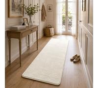 vounot® Tapis de Salon Moderne Ultra Doux Tapis à Poils Ras Lavable en Machine avec Un sous-Tapis Antidérapant Fourni pour Le Salon la Chambre ou la Terrasse 60x180cm Beige