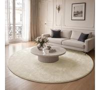 vounot® Tapis de Salon Moderne Ultra Doux Tapis à Poils Ras Lavable en Machine avec Un sous-Tapis Antidérapant Fourni pour Le Salon la Chambre ou la Terrasse ф200cm Beige