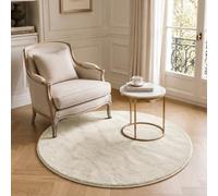 vounot® Tapis de Salon Moderne Ultra Doux Tapis à Poils Ras Lavable en Machine avec Un sous-Tapis Antidérapant Fourni pour Le Salon la Chambre ou la Terrasse ф120cm Beige