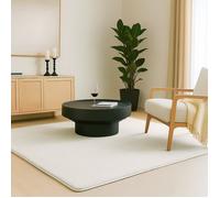 VOUNOT® Tapis de salon poils ras doux antiderapant 120x160cm uni crème