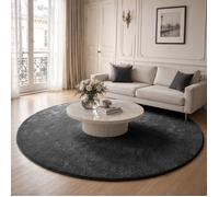 VOUNOT® Tapis de salon poils ras doux antiderapant ф200cm uni anthracite