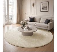 VOUNOT® Tapis de salon poils ras doux antiderapant ф200cm uni beige