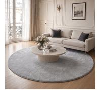 VOUNOT® Tapis de salon poils ras doux antiderapant ф200cm uni gris