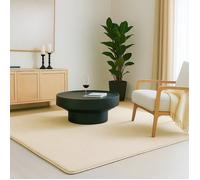 VOUNOT® Tapis de salon poils ras doux antiderapant 240x340cm uni beige