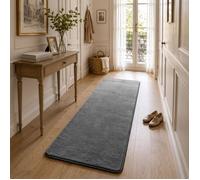 VOUNOT® Tapis de salon poils ras doux antiderapant 60x180cm uni anthracite