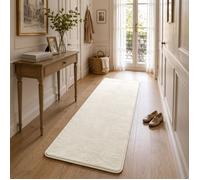 VOUNOT® Tapis de salon poils ras doux antiderapant 60x180cm uni beige