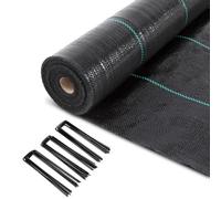 vounot® Toile de Paillage 50Mx2M avec 100pcs de Piquets Contre Les Mauvais Herbes en Fibres de Polypropylène Tissées Anti-UV 100g/m2 Résistant Aux Déchirures Piquets de Fixation Fournis