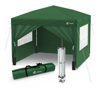 VOUNOT® Tonnelle de Jardin Tente 3x3m Pliable avec 4 Côtés et 4 Sacs de Sable Tente Pliante de Jardin pour Camping Festival Plage Jardins Sac de Transport Inclus Vert