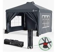VOUNOT® Tonnelle de Jardin 3x3m Pop up Tente Pliable avec Parois Imperméable Anti UV Respirable Hauteur Réglable avec Sac de Transport Installation Facile Gris