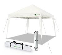 VOUNOT® Tonnelle de Jardin 3x3m Pliable Tente Pliante de Jardin Rapide à Installer Auvent Pliable pour Camping Festival Plage Jardins Inclus Sac de Transport et Sac de Sable Blanc