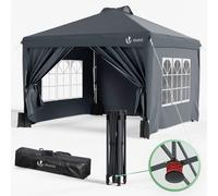 VOUNOT® Tonnelle de jardin 3x3m pliable installation facile POP UP avec portes et fenêtres - Imperméable et anti-UV - Gris