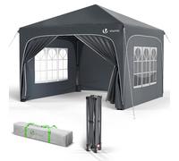 VOUNOT® Tonnelle de Jardin 3x3m Tente Pliable Imperméable avec Parois Anti UV Chapiteau de Jardin Exterieur Hauteur Réglable avec Sac de Transport pour Camping Festival Plage Jardins Gris