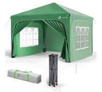 VOUNOT® Tonnelle de Jardin 3x3m Tente Pliable Imperméable avec Parois Anti UV Chapiteau de Jardin Exterieur Hauteur Réglable avec Sac de Transport pour Camping Festival Plage Jardins Vert