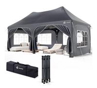 VOUNOT® Tonnelle de Jardin Extérieur 3x6m Barnum Pliant avec 6 Parois Amovibles et 6 Sacs de Sable Tente de Reception Imperméable et Anti-UV pour Camping Festival Mariage Sac de Transport Inclus Gris