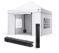 VOUNOT Tonnelle de jardin renforcée 3x3m pliable avec 4 parois blanche