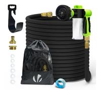 Vounot Tuyau d'arrosage extensible 30m renforcé – 8 modes, savon adaptable 1/2" et 3/4", noir