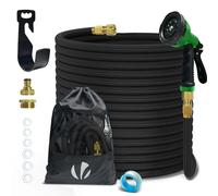 VOUNOT® Tuyau d'Arrosage Extensible 30m Renforcé Adaptable 1/2" et 3/4" 10 Modes de Pulvérisation Flexible et Anti-Fuite Raccord et Sac de Rangement Fournis Noir