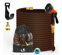 VOUNOT® Tuyau d'Arrosage Extensible 30m Renforcé Adaptable 1/2" et 3/4" 10 Modes de Pulvérisation Flexible et Anti-Fuite Raccord et Sac de Rangement Fournis Orange