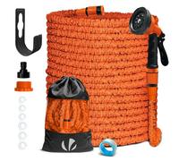VOUNOT® Tuyau d'Arrosage Extensible 45m Adaptable 1/2" et 3/4" 10 Modes de Pulvérisation Flexible et Anti-Fuite Raccord et Sac de Rangement Fournis Orange
