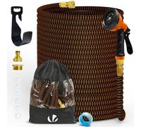 VOUNOT® Tuyau d'Arrosage Extensible 45m Renforcé Adaptable 1/2" et 3/4" 10 Modes de Pulvérisation Flexible et Anti-Fuite Raccord et Sac de Rangement Fournis Orange