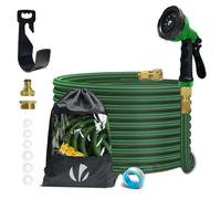 VOUNOT® Tuyau d'arrosage extensible renforcé 15m vert - 10 modes - raccord et sac de rangement inclus - flexible, anti-fuite