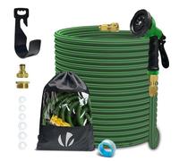 VOUNOT® Tuyau d'Arrosage Extensible 30m Renforcé Adaptable 1/2" et 3/4" 10 Modes de Pulvérisation Flexible et Anti-Fuite Raccord et Sac de Rangement Fournis Vert