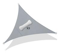 VOUNOT Voile d'ombrage Triangle Imperméable Protection UV 95% en Polyester Résistant et Respirant pour Jardin Terrasse avec Corde 3m Gris