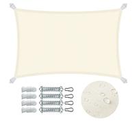 VOUNOT® Voile d'ombrage Rectangulaire Imperméable Auvent Protection en Polyester avec Kit de Montage Toile Ombrage Protection UV 95% Résistant et Respirant pour Jardin Terrasse et Balcon 3x2m Beige