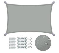 VOUNOT® Voile d'ombrage Rectangulaire en Polyester Imperméable avec Kit de Montage 3x2m Gris