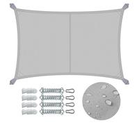 VOUNOT® Voile d'ombrage Rectangulaire Imperméable Auvent Protection en Polyester avec Kit de Montage Toile Ombrage Protection UV 95% Résistant et Respirant pour Jardin Terrasse Balcon 3x4m Gris Clair