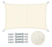VOUNOT® Voile d'ombrage Rectangulaire Imperméable Auvent Protection en Polyester avec Kit de Montage Toile Ombrage Protection UV 95% Résistant et Respirant pour Jardin Terrasse et Balcon 3x5m Beige