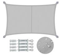 VOUNOT® Voile d'ombrage Rectangulaire Imperméable Auvent Protection en Polyester avec Kit de Montage Toile Ombrage Protection UV 95% Résistant et Respirant pour Jardin Terrasse Balcon 3x5m Gris Clair