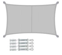 VOUNOT® Voile d'ombrage Rectangulaire Imperméable Auvent Protection en Polyester avec Kit de Montage Toile Ombrage Protection UV 95% Résistant et Respirant pour Jardin Terrasse Balcon 3x5m Gris Clair