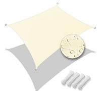 VOUNOT® Voile d'ombrage Rectangulaire Imperméable Protection UV 95% en Polyester Résistant et Respirant pour Jardin Terrasse avec Corde 3x5m Beige
