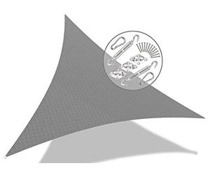 VOUNOT® Voile d'ombrage Triangle avec Le Kit de Fixation | Matière résistante aéré 100% Nouveau HDPE-180g/m2 | Bloque 90% Rayons UV | Kit de Montage Inclus |Taille 3.6x3.6x3.6M Gris