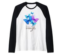 Vous Avez Assez de Papillons Violets et Bleus Message Positif Manche Raglan