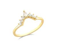 Vous Cherchez Un Ornement. Bague Couronne en Argent S925, Bague Fine et Simple for Femmes, Cadeau de Luxe léger for Vacances de Saint-Valentin et de Mariage(Gold)