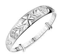Vous cherchez un ornement. Bracelet réglable en argent for femme, bracelet en argent for femme, bracelet en argent 925 sculpté à la main, fleur de vigne, manchette réglable, bracelet d'amitié, bijoux
