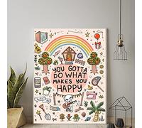 Vous Devez Faire Ce Qui Vous Rend Heureux Citation Affiche Animal Crossing Abstrait Toile Peinture Arc-En-Ciel Mur Art Image Décoration De La Maison 30X40Cm Sans Cadre
