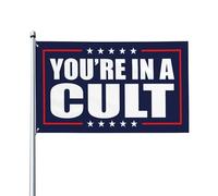 Vous êtes dans une secte ! Drapeaux de jardin anti-Elon Musk FDT pour l'extérieur, 2x3 pouces (50x90 cm).