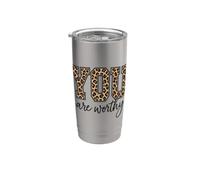 Vous êtes digne de Leopard Girl Empowerment Gobelet isotherme en acier inoxydable double paroi