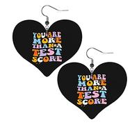 Vous êtes plus qu'un score de test Boucles d'oreilles en cuir pour femmes Dangle Boucle d'oreille Goutte Coeur Pendentif Avec Crochet Cadeaux Pour Fille Adulte