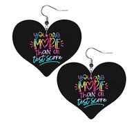 Vous êtes plus qu'un score de test Boucles d'oreilles en cuir pour femmes Dangle Boucle d'oreille Goutte Coeur Pendentif Avec Crochet Cadeaux Pour Fille Adulte