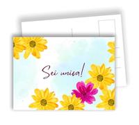 Vous êtes unique ! - Carte postale tournesols et message affectueux d'unicité | Lot de 10 cartes postales plates (A6) - Rétro inscriptible